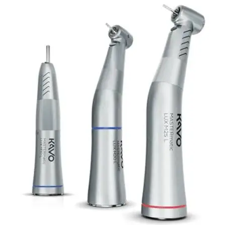 KaVo low speed attachments - straight attachment, contra angle and MASTERmatic LUX M25 L, all using the E-type motor mount