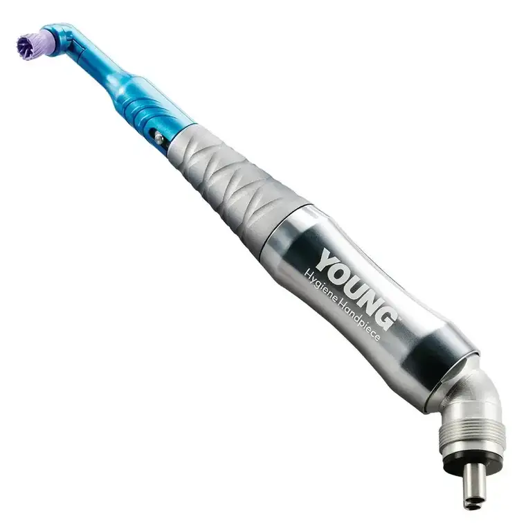 Young Hygiene Handpiece with a disposable prophy angle fitted, repaired and rebuilt by Essential Handpiece Repairs